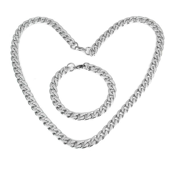 Rostfritt stål halsband + armband Set 11,3 silver