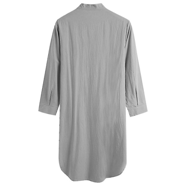Mens Hood One-piece Sleepshirt Cotton Nightshirt Soft Sleepwear Plain Nightgown Pajamas CMK Gray S