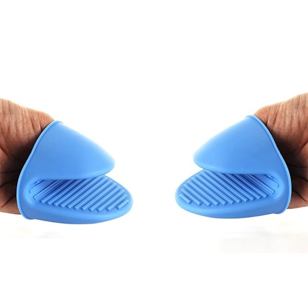 Set med 2 handklämmor i silikon Värmebeständig blue