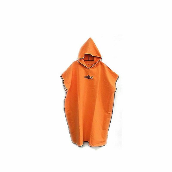 Poncho-håndkle med hette strandkåpe Badekåpe Hurtigtørrende bad Unisex-1_y CMK Orange