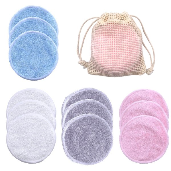 10st tvättbara runda kuddar Makeup Remover Pads