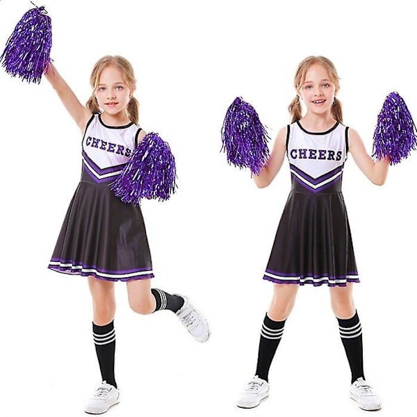 Kid's Girls School Party Cheerleader kostym Halloween musikalisk festklänning black black 120cm
