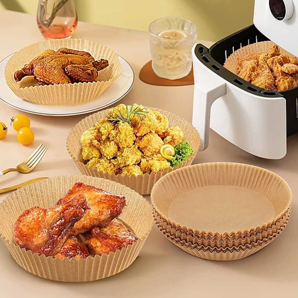 Air Fryer Papper 100-pack - 20cm Engångspapper för Luftfritös brun brown