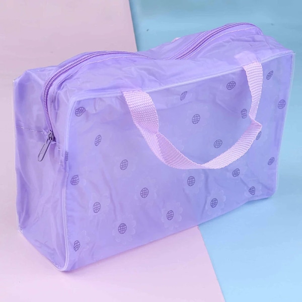 Läpinäkyvä muovinen PVC matkameikkilaukku Kosmetiikkalaukku Vetoketjullinen laukku Purple