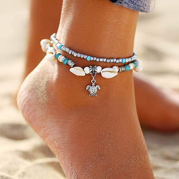 Boho Shell/sjøstjerne/skilpadde/anklets Veve ankelarmbånd Beaded