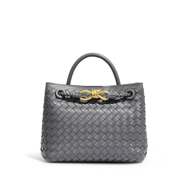Håndlagde vevde håndvesker Dame metalltau Spenne Design Enkel skulderveske Stor kapasitet Crossbody-veske Håndveske for jenter Dark gray