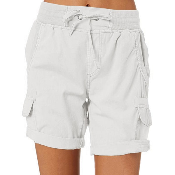 Dame Cargo Shorts Sommer Løs Vandring Bermuda Shorts Med Lomme Dame Shorts Casual Midt Lår Khaki Khaki M
