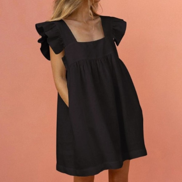 Elegante sommerkjoler for damer med myk følelse Premiummateriale for hjemmekontorklær Black Black M