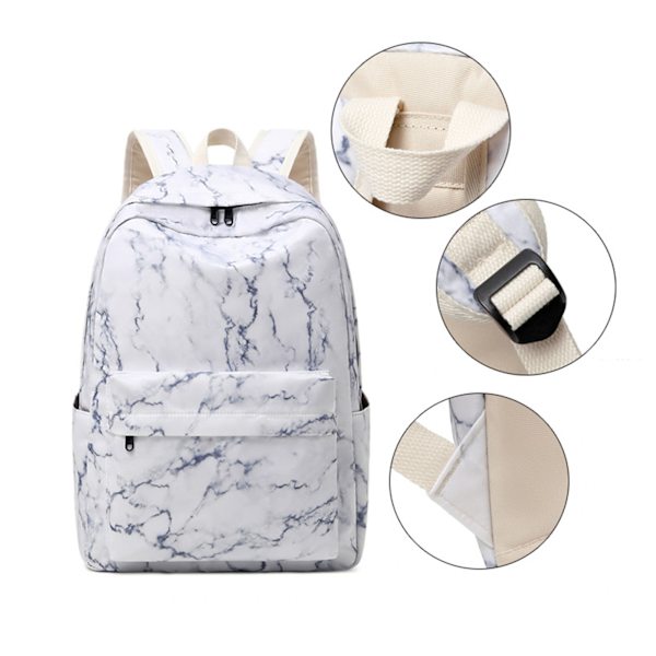 Söt marmor skolryggsäck för flicka Pojke Tonåringar Bokväska Set Laptop Dagsäck Lunch Tote Pencil Bag Skolväska