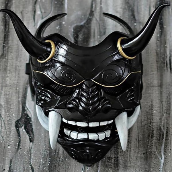 Ghost Hannya Halloween Masquerade Mask Prajna Half Face Masks Black