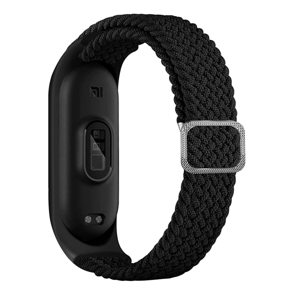 Flätat Solo Loop-band kompatibelt för Xiaomi Mi-armband Black