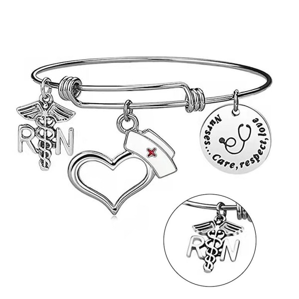Nurse Medical Nursing Graduation symbol Charm Bangle Bracelet