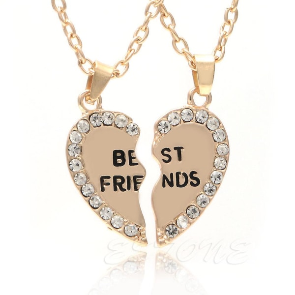 1 Pair Best Friend Chain Necklace Bff Lettering Pendant Necklace Gold-color