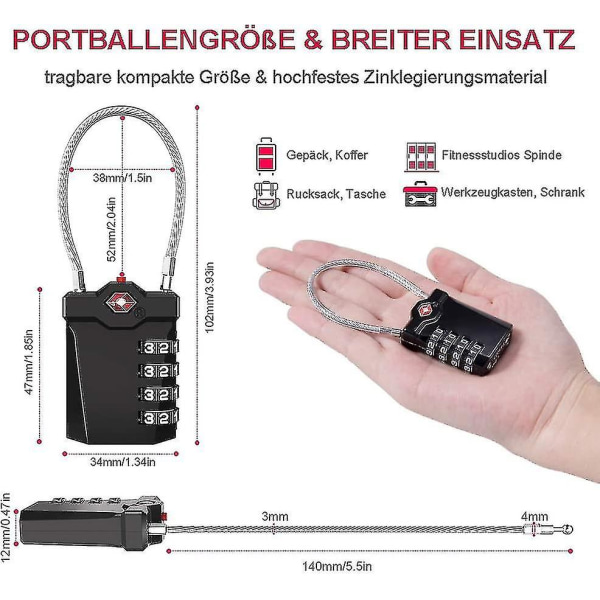 Tsa låser 2 deler. Tsa Bagagelås 4 siffror. Kombinasjon L