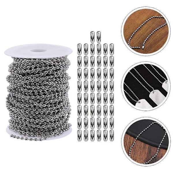 1 Set Takfläktkulakedja i Rostfritt Stål DIY Halsbandkedja med Spännen db Silver Silver 2000X0.3CM