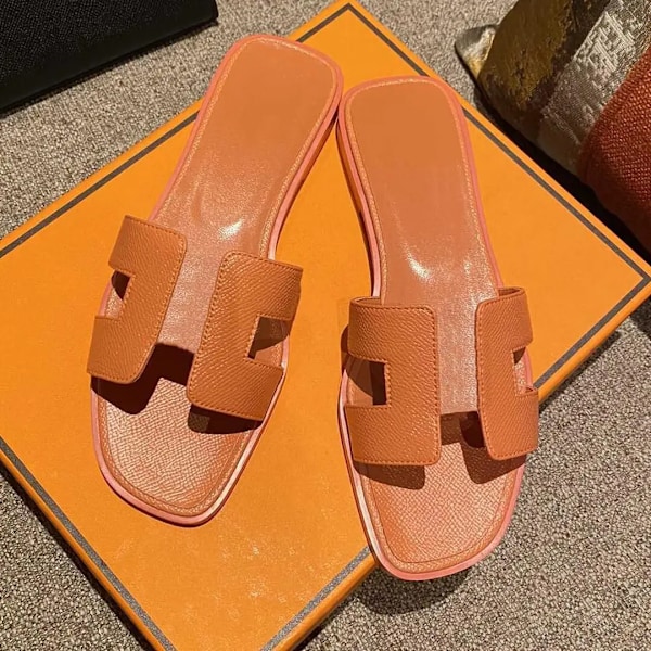Sexede sandaler dame strandsko Klassiske flade læder slippers dame 24 24 37