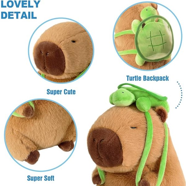 【Mingbao butik】 Suloinen Capybara Pehmo Turtle Repulla Pehmolelu halaus lapsille Lahja Ruskea