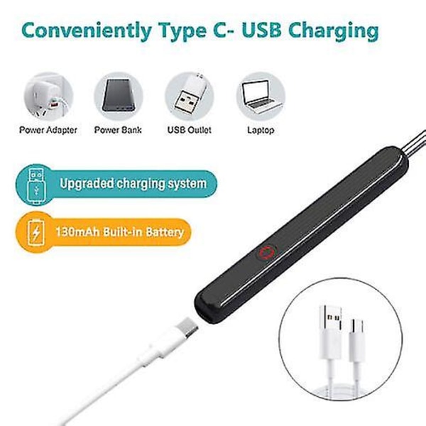 【Mingbao butik】Wi-fi Näkyvän vahanpoistolusikka, USB 1080p HD Load Otoscope Black