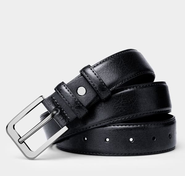 Sort 33mm jeansbælte i kalveskind 250 85 cm