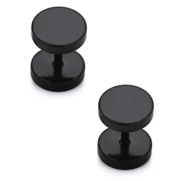 2-pakning Svart Fake Plug Falsk Tøying Øredobber Piercingsmykke - 8mm svart black