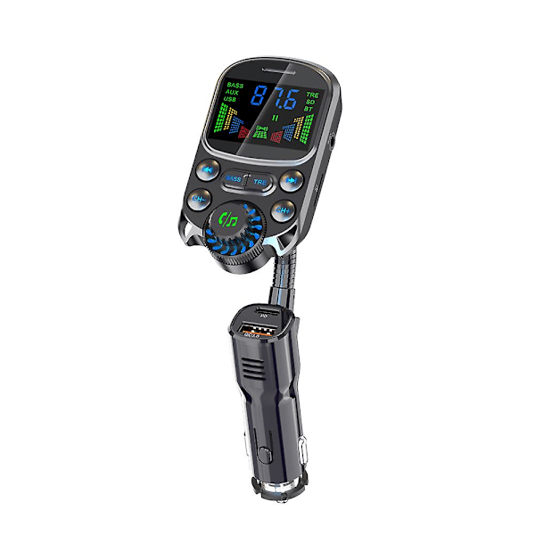 Ny bil FM-sender biloplader Bluetooth 5.3 QC 3.0 Hurtigopladning PD biloplader MP3-afspiller Understøtter TF-kort U-disk