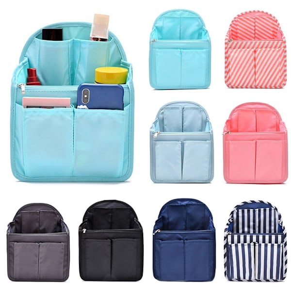 Ryggsekk Oppbevaringspose Innerpose Lomme Sorteringspose Fôr Organiser Pink Stripe