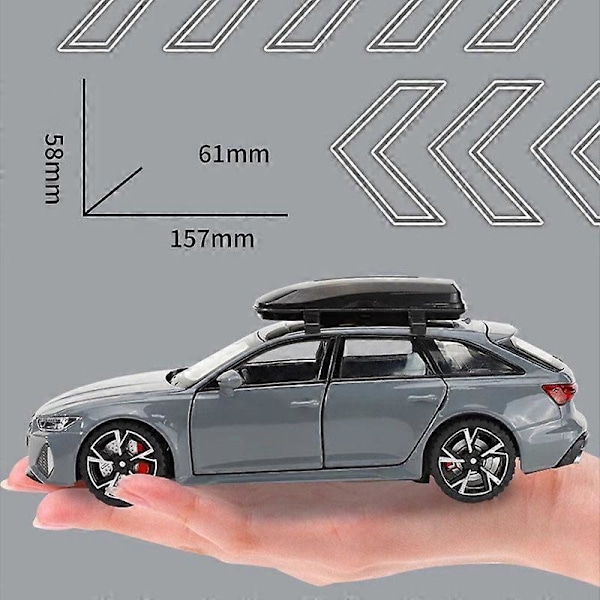 1/32 RS6 Legetøjsbilmodel med Lyd Lys Døre Åbnede Legering Støbt Modelkøretøj Samling Legetøj til Dreng Voksen Festivalgave Grey