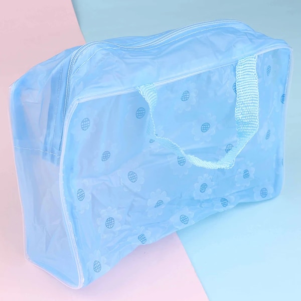 genomskinlig plast PVC resesminkväska Kosmetisk necessär Blixtlåsväska Blue