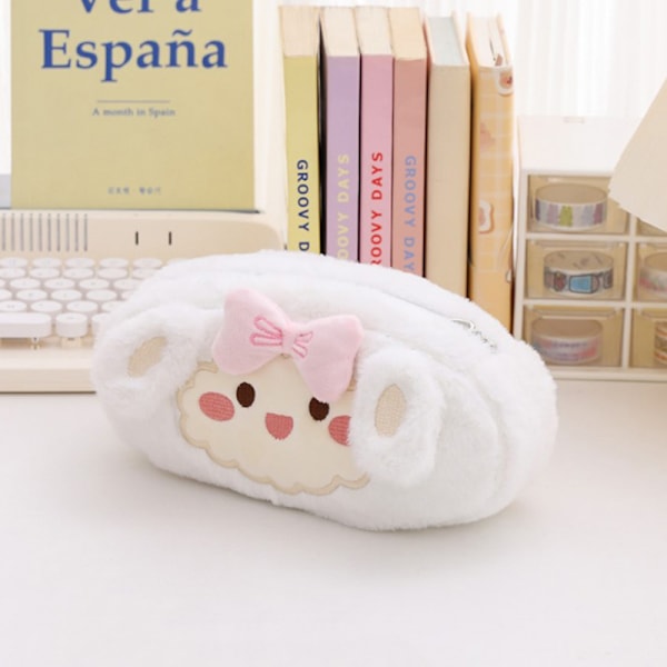 Plysch case Brevpapper Case Mjukt pennfodral White
