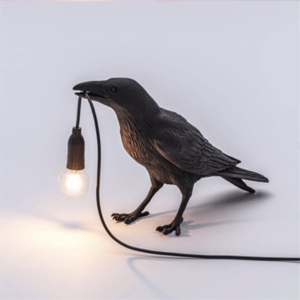 Seletti Bird Modern Italiensk Vägglampa Svart Vit Resin Light A black standing