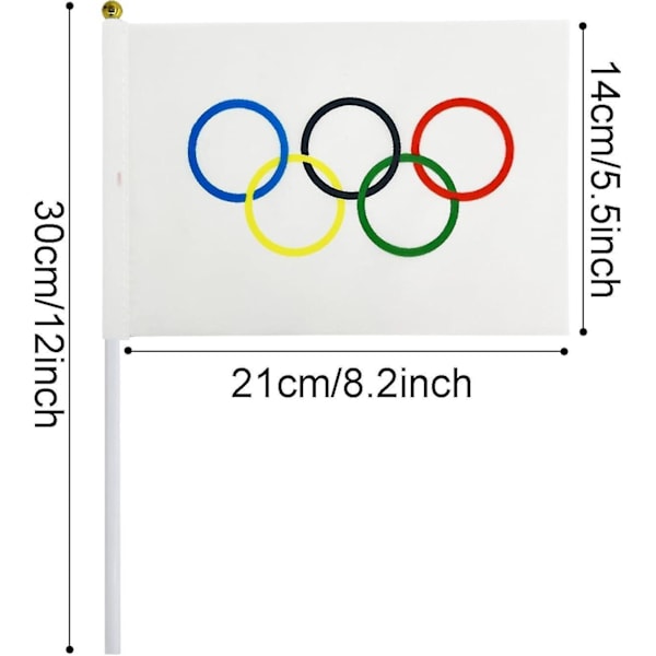 Populär 25-pack olympiska spel flagga liten mini olympiska ringar handhållen pinne flaggor banderoll utomhus gård dekoration present med låda ZMYX