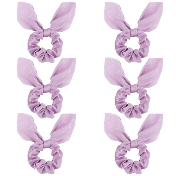 6 kpl scrunchie-hiuslenkkejä silkki satiini scrunchie - söpö rusetti pupunkorvat hius joustava poninhäntäpidike bobbles pehmeä tyylikäs ela