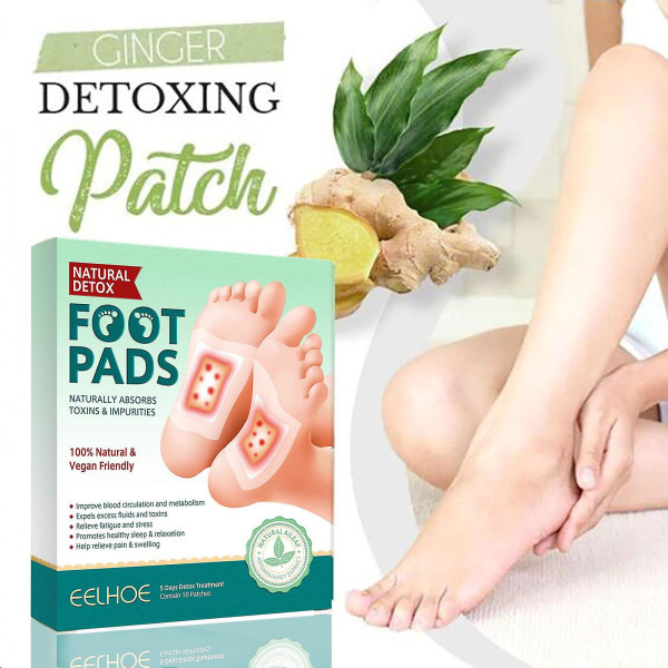 Detoxing Ginger Foot Patch Patches Moisture Removal Wormwood Foot Patches 10 Patches Box White