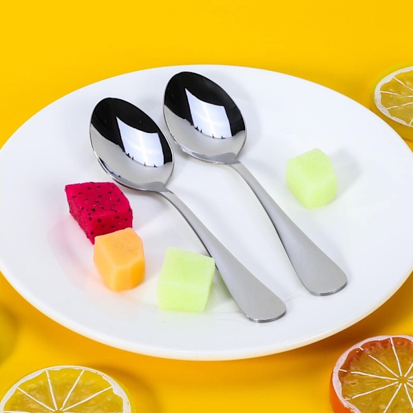 Teskedar, Set med 12 Teskedar i Rostfritt Stål, Kaffe Te Dessert Bestick - 14cm / 5.5 tum (Silver)