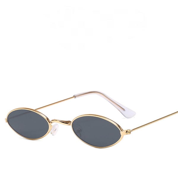 Vintage ovala solglasögon Små ovala solglasögon Mini Vintage elegant rund glasögon for kvinder flickor mænd-svart og guld
