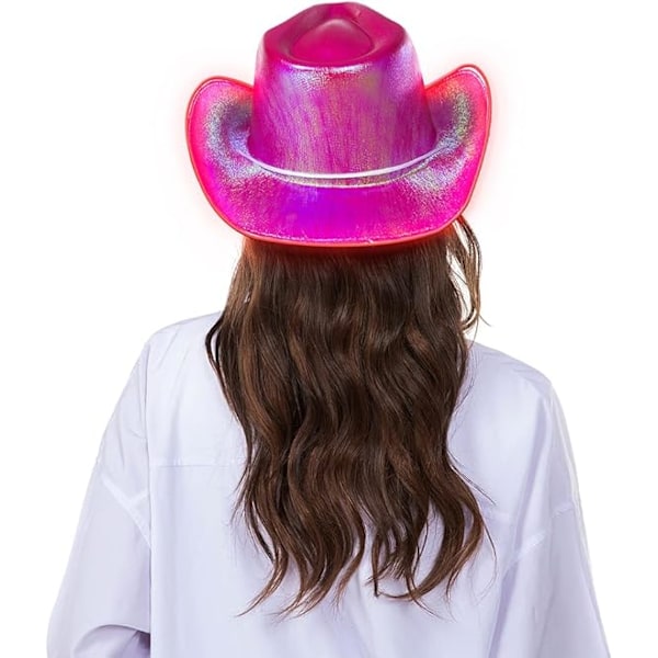 Neon Glitter Cowboyhat - Sjov Party Disco Cowgirl Hat White