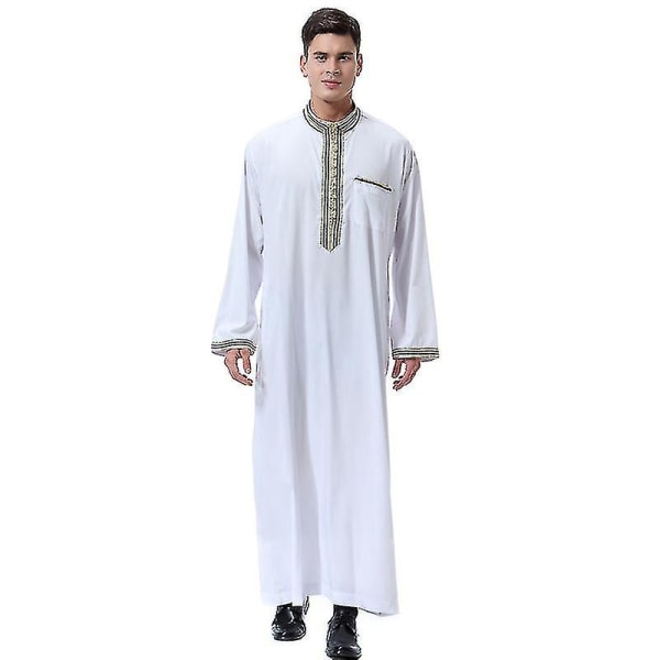 Men Islamic Saudi Muslim Long Robe Dubai Arab Thobe Kaftan Clothes CMK M