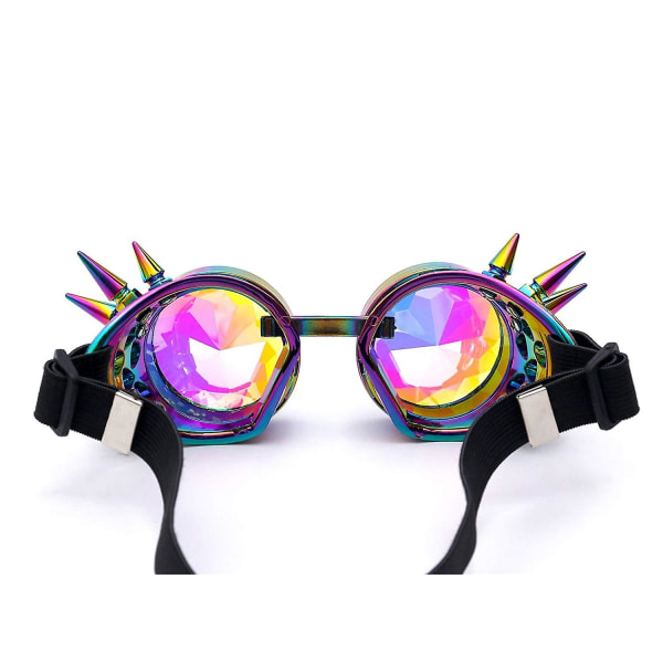Kaleidoscope Steampunk Rave Brillebriller med regnbuekrystall COLOR