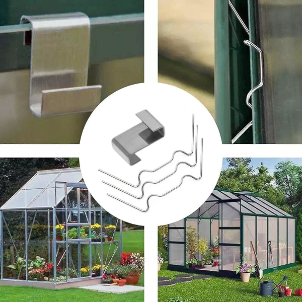 100 st växthusklämmor för glas, växthus i rostfritt stål