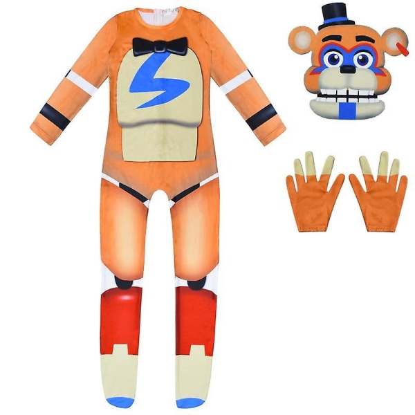Festkläder för barn Five Nights Freddy Bear Cosplay Kostym Med Mask Pojkar Flickor Body Halloween Fancy Jumpsuits K 7 150