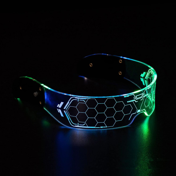 Led-glasögon blinkende/rask lysfarge med batteri, mållås Future Glasses Glow in the Dark (Lock Target Future LED-glasögon