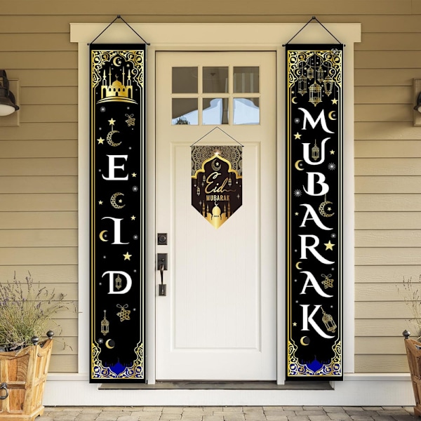 Eid Mubarak -ovibanneri ovibannereille, koristeille, kuistibannereille, ulko-ovelle, kylteille