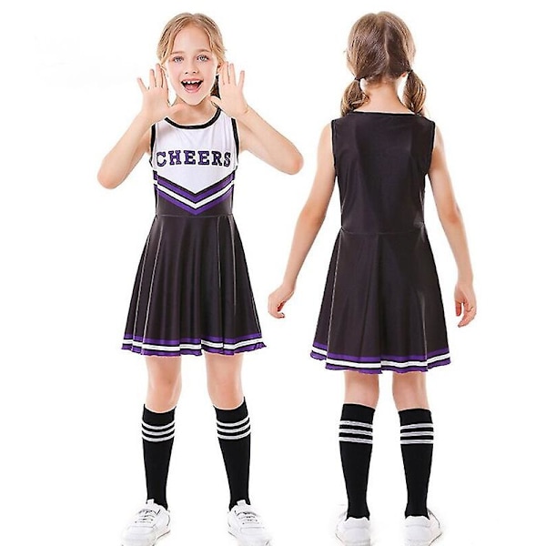 Kid's Girls School Party Cheerleader kostym Halloween musikalisk festklänning blue blue 120cm
