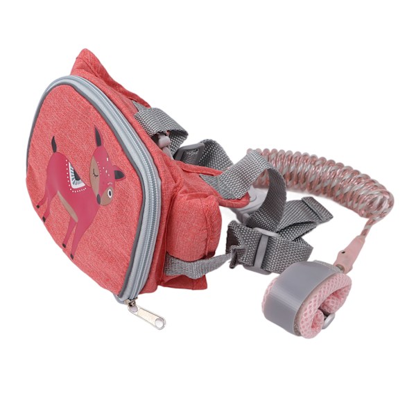 Barnens Anti-Lost Handledsband med Rosa Hjorte Design, 1.5m Reflekterande Fjäderrep för Säkerhet