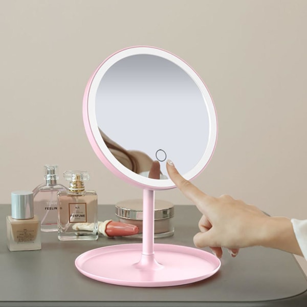 Spegel Vit LED Spegel 3Modes Spegel USB med batteri rosa USBwith battery pink