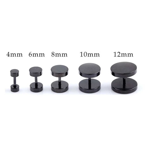2 kpl Musta Fake Plug Feikki Venytys Korvakoru Lävistyskoru - 8mm musta black