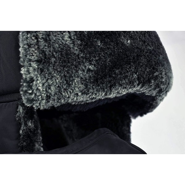 Vinter Øreklaff Trapper Bomber Hat Varm Mens Skøyter Ski black