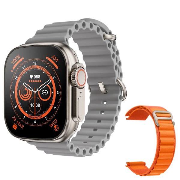 Ny Smart Watch Ultra 8 NFC GPS Track 49mm Herre Dame Smartwatch Series 8 Termometer Bluetooth-opkald Vandtæt Sport Til Appl WhiteHY Orange GS