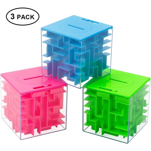 Pack of 3 piggy bank 3D maze Design