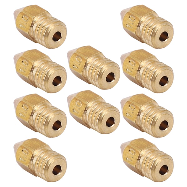 10-pak 1 mm messingekstruderdyser til 1,75 mm MK8 3D-printere